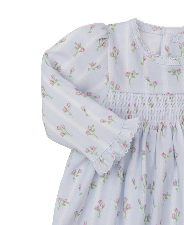 Ribbon Stripe Bouquets Dress Set- Light Blue