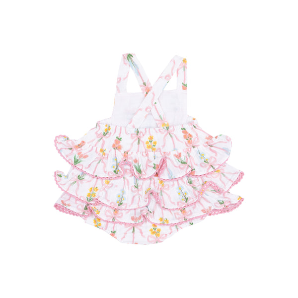 Ribbon Bouquets Ruffle Sunsuit