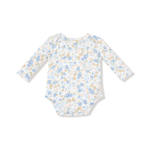 Sweet Rose Calico Bodysuit- White/Soft Chambray