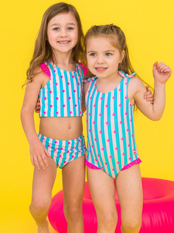 Tie Shoulder One Piece- Neon Star Party
