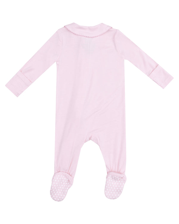 Solid Pink Peter Pan 2 Way Zipper Footie