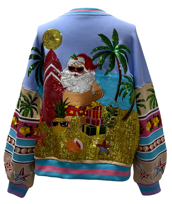 Multi Vintage Vacation Santa Sweatshirt- (Women's)