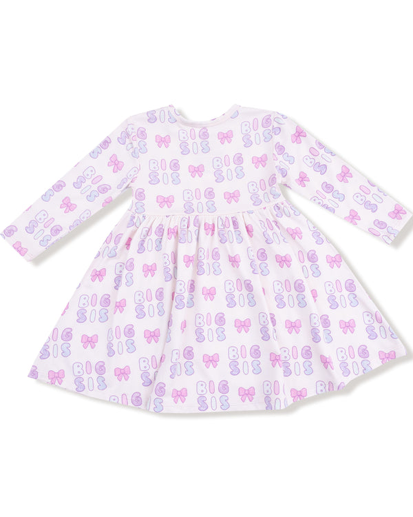 Big Sis Twirly L/S Dress- Light Pink