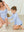 Scalloped Rash Guard 2-Piece- Periwinkle Blue Gingham