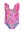 Waterfall One Piece Swimsuit- Neon Shimmer Mermaid