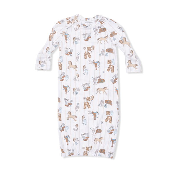 Cowboy Nursery Lap Shoulder Gown W/ Beanie Hat