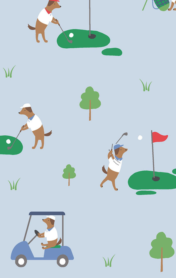 Dog Gone Golf 2 Way Zipper Footie- Light Blue/Green