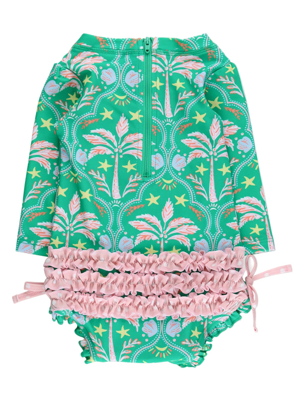 One Piece Rash Guard Swimsuit- Coconut Cabana