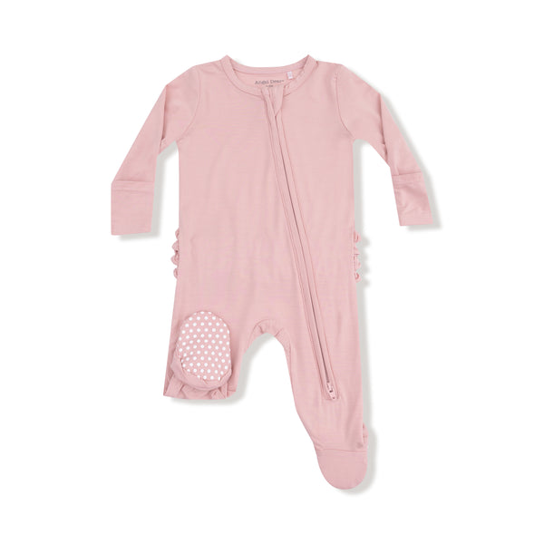 Mellow Rose 2 Way Zipper Ruffle Footie