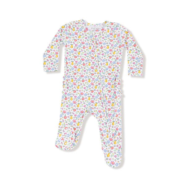 Fall Fruit Floral 2 Way Zipper Ruffle Footie