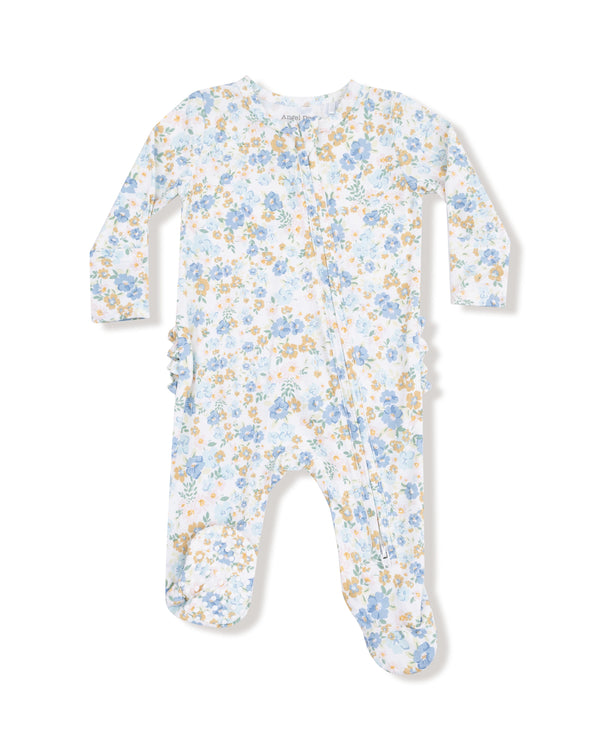 Sweet Rose Calico 2 Way Zipper Ruffle Footie