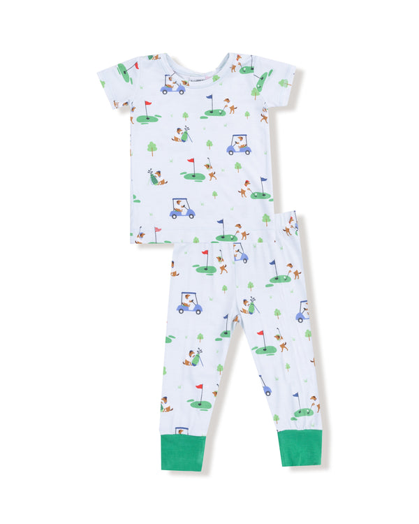Dog Gone Golf S/S Loungewear Set- Light Blue/Green