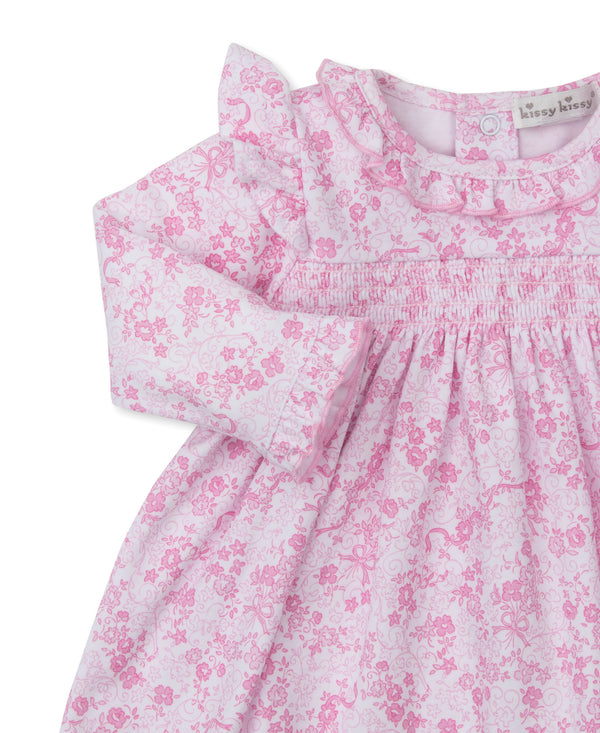 Old English Roses Pink Smocked Dress
