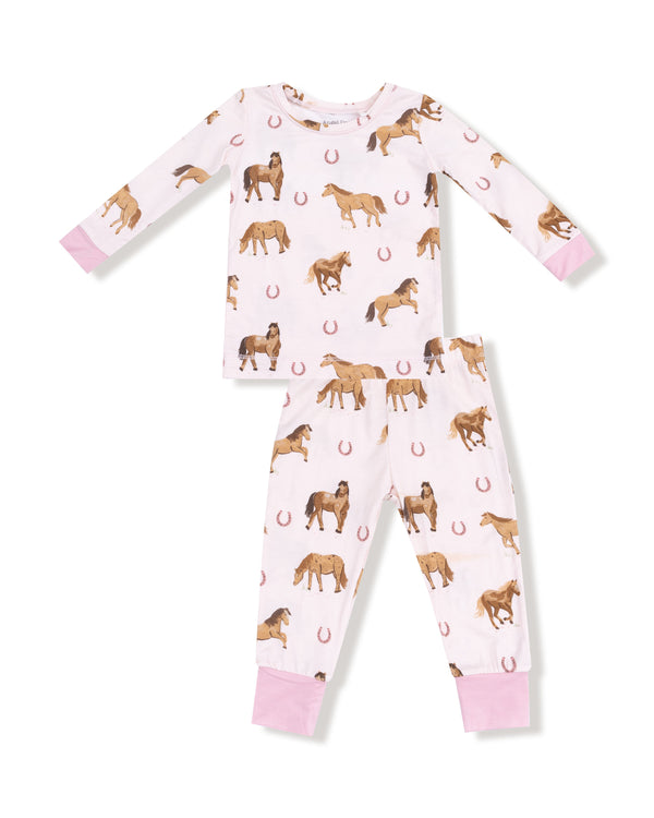Horses L/S Loungewear Set- Pink