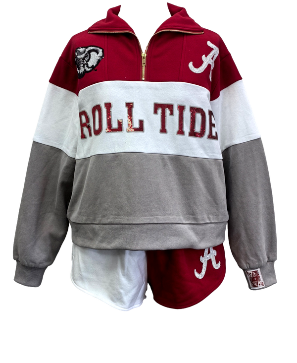 Licensed Alabama Quarter Zip Colorblock Sweatshirt- (Women's)