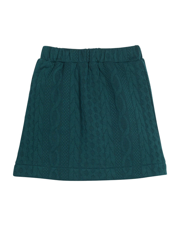 Quilted Mini Skirt- Emerald Cable