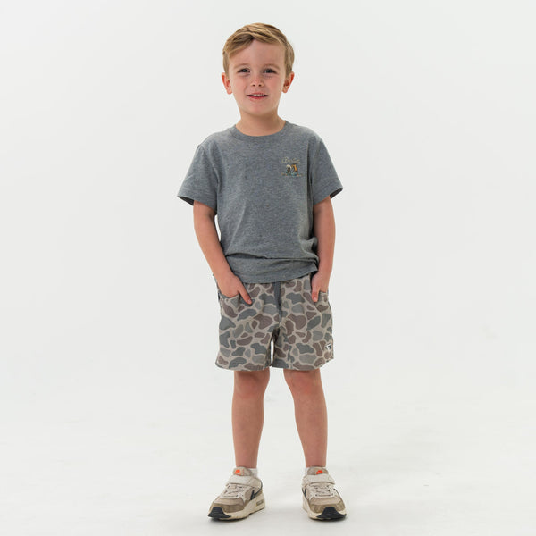 Youth Athletic Short- Classic Deer Camo- Grey Liner