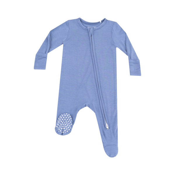 Solid Country Blue 2 Way Zipper Footie