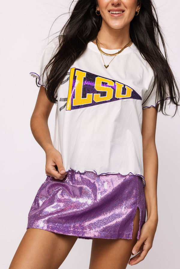 Licensed LSU Pennant Frill Tee- (Women's)