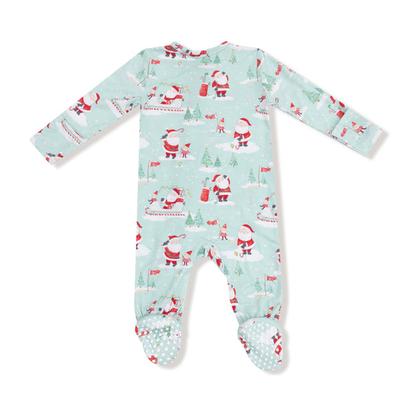 Golfing Santa And Elves 2 Way Zipper Footie