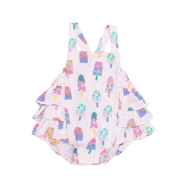 Floral Popsicles Ruffle Sunsuit- Pink