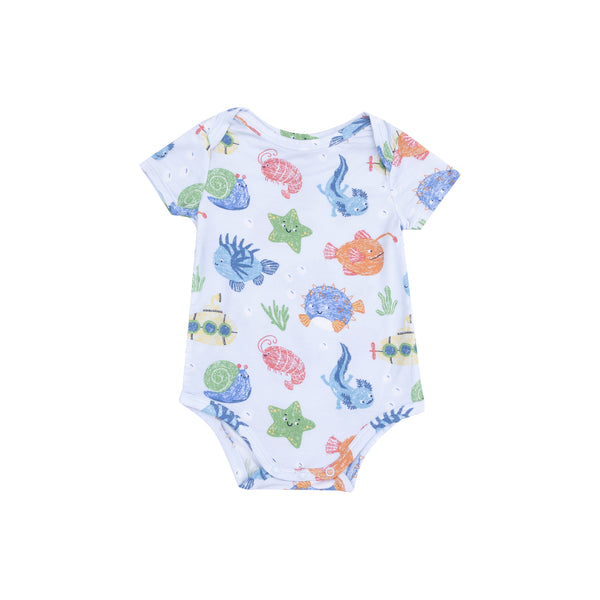 Cute Ocean Creatures S/S Bodysuit- Blue