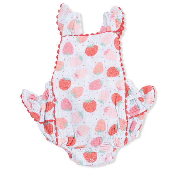 Strawberry Bliss Ric Rac Ruffle Sunsuit-