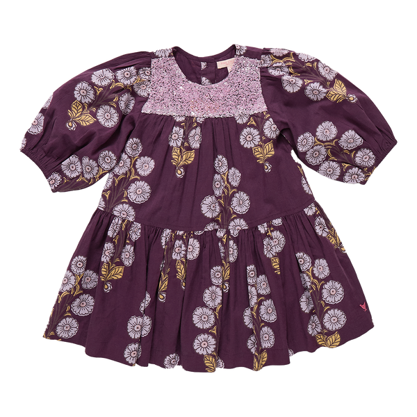 Fiona Dress- Plum Buttercup Floral