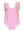 Seersucker Waterfall One Piece Swimsuit- Neon Pink Seersucker