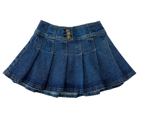 Pleated Mini Skirt- Denim