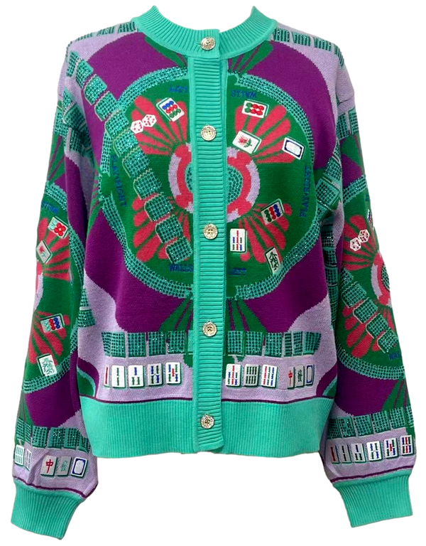 Multi Mahjong Button Up Cardigan- (Women's)