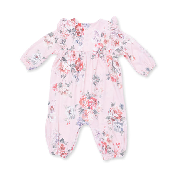 Painterly Rose Bouquets Ruffle Romper