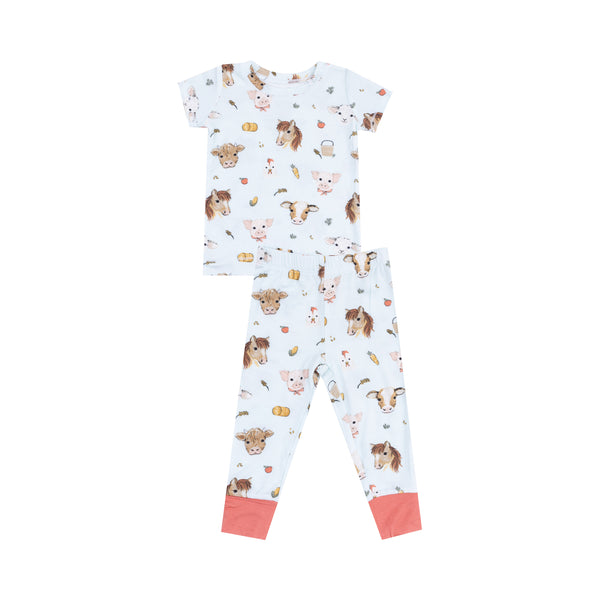 Vintage Animals Faces Loungewear Set- Blue