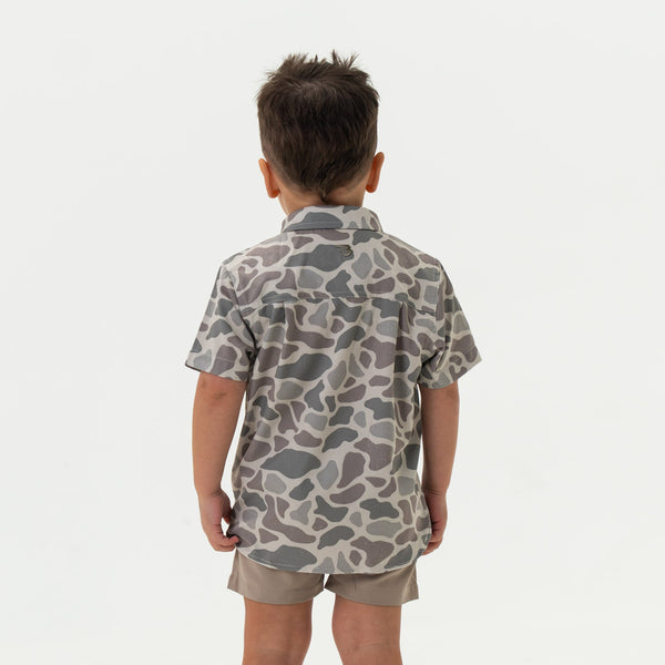 Youth Performance Button Up- Classic Deer Camo