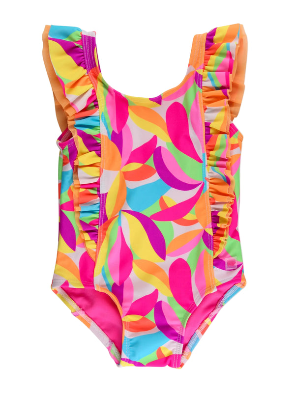 Waterfall One Piece Swimsuit- Neon Tropical Adventure