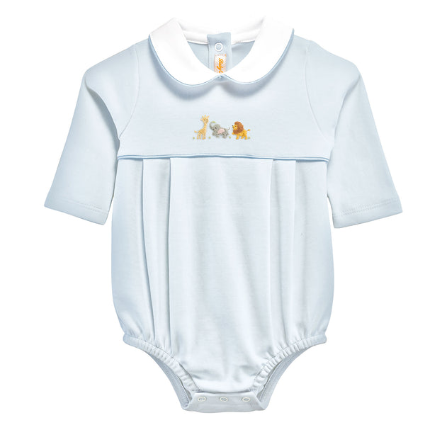 Safari Adventure Embroidered Bubble- Light Blue