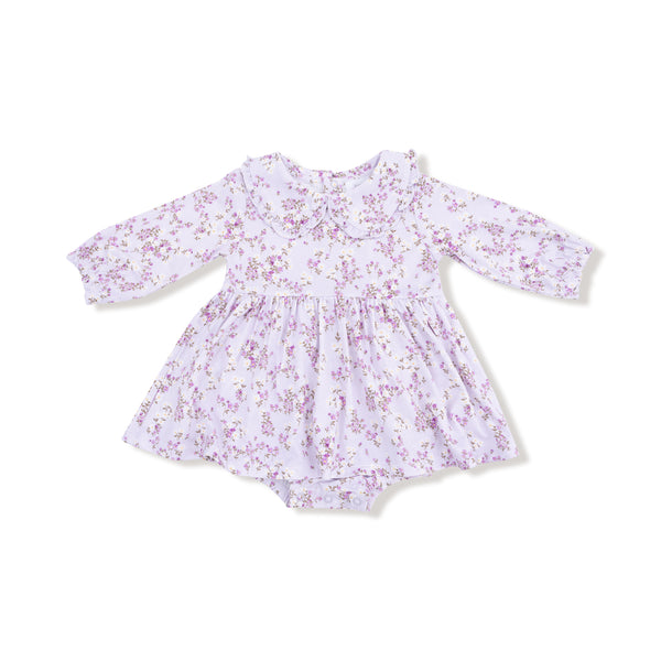 Sweet Dream Florals L/S Ruffle Bubble W/ Skirt- Light Purple