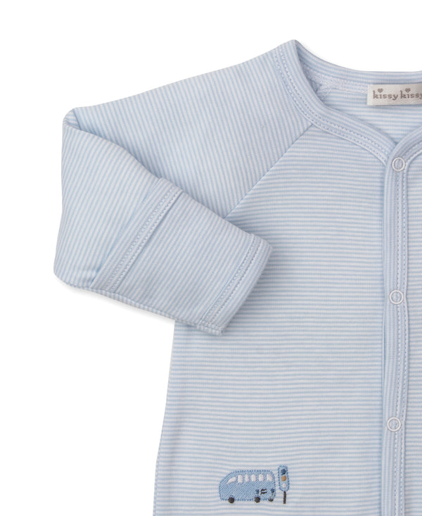 Stop, Go & Traffic Footie Stripe- Lt. Blue