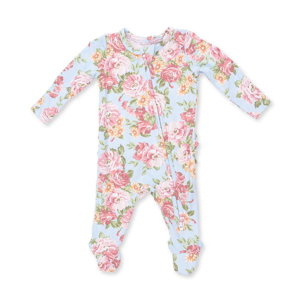 Angeline Floral 2 Way Ruffle Zipper Footie