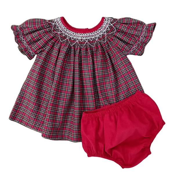 Smocked Bishop Heirloom Set- Holiday Plaid