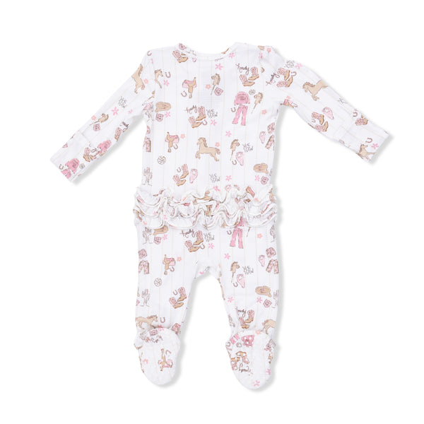 Cowgirl Nursery 2 Way Ruffle Zipper Footie