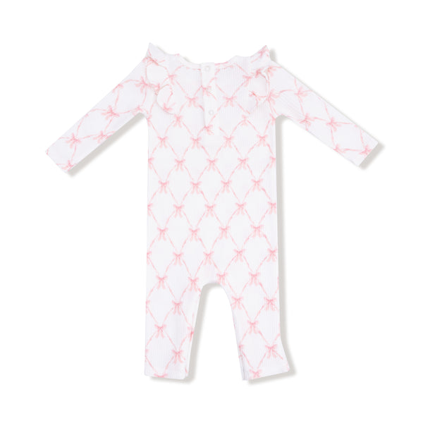 Ribbon Bow Trellis L/S Ruffle Romper