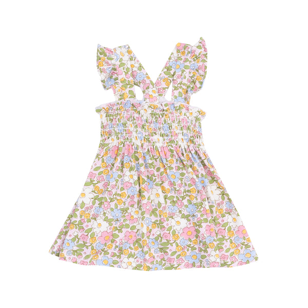 Bubbly Baby Calico Ruffle Strap Smocked Top W/ Diaper Cover
