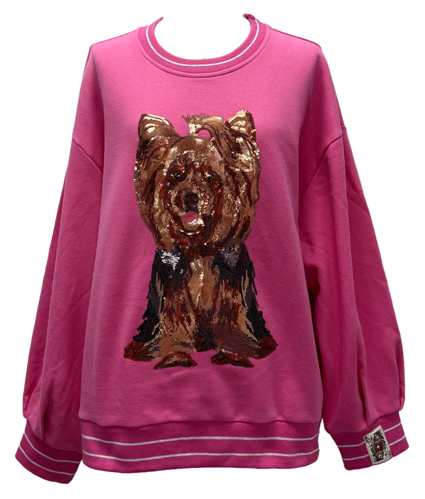 Hot Pink Yorkie Sweatshirt- (Women's)