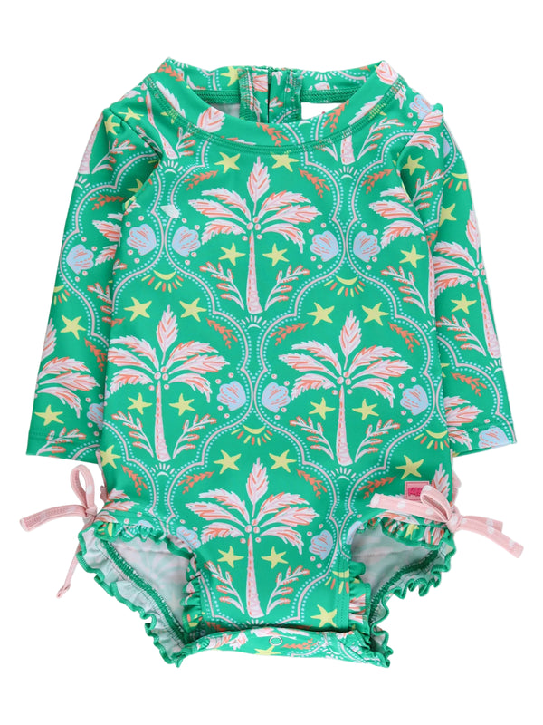 One Piece Rash Guard Swimsuit- Coconut Cabana