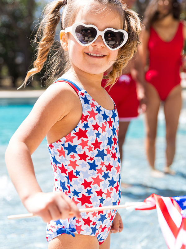 Cross-Back One Piece Swimsuit- Shimmer Star