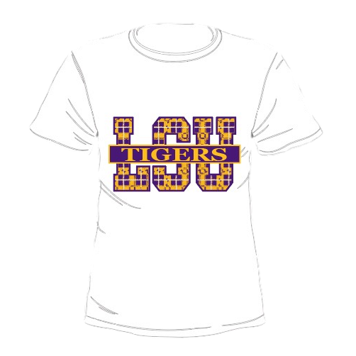 Licensed LSU Plaid Letter Tee- (Women's)