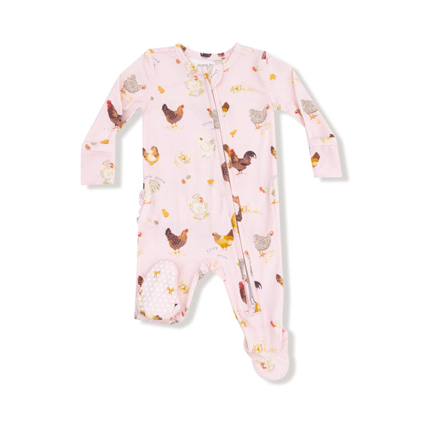 Collector Chickens 2 Way Ruffle Zipper Footie- Light Pink