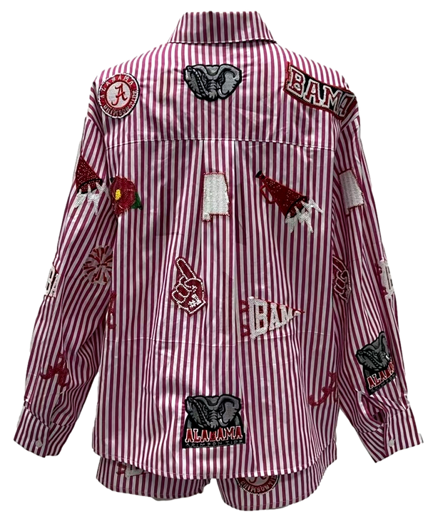 Licensed Alabama Mini Icon Striped Button Down-(Women's)