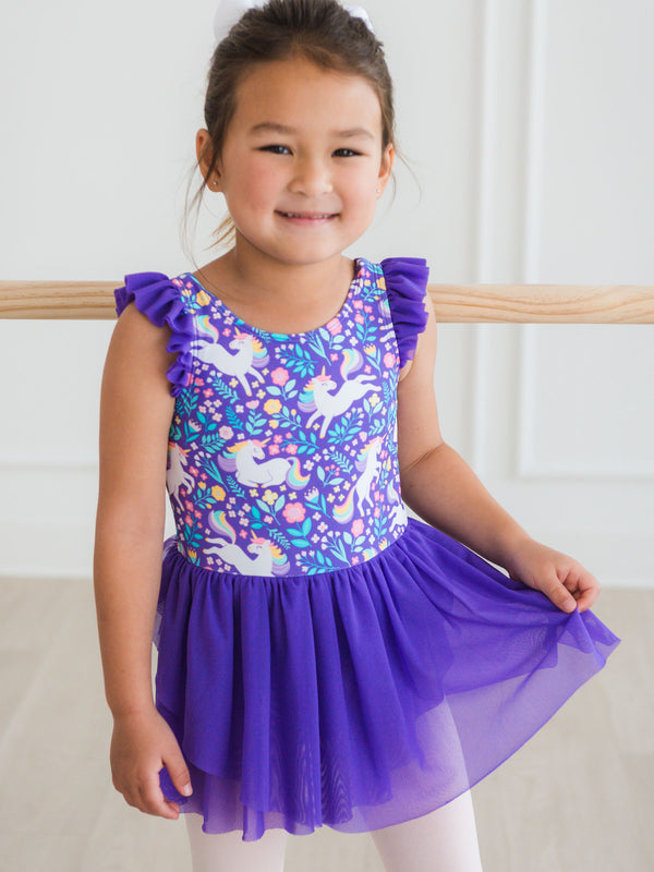 Flutter Sleeve Leotard- Unicorn Meadow
